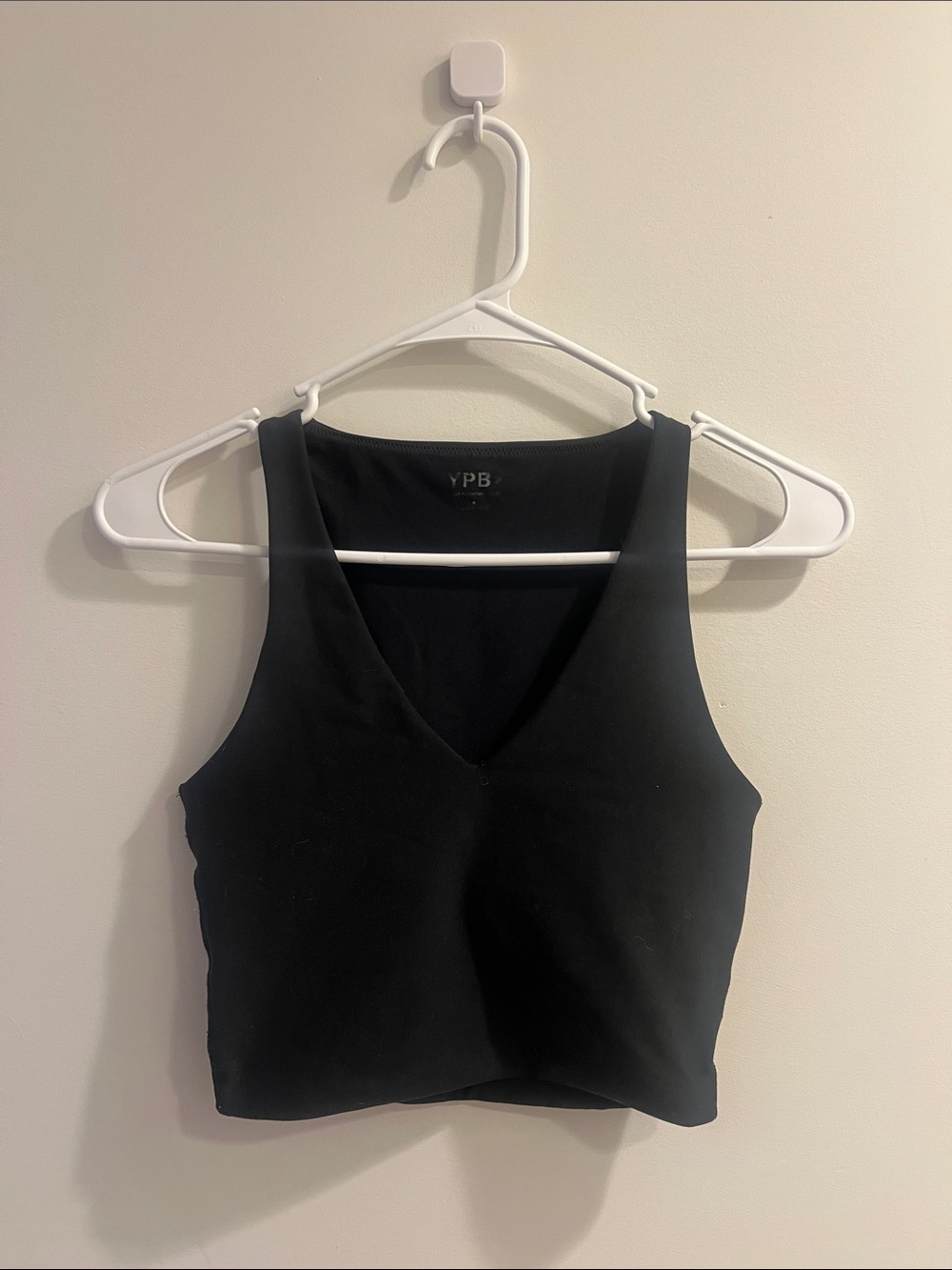 YPB Black V-Neck Crop Tank Top